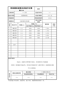 防排烟系统联合试运行记录