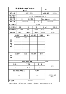 预拌混凝土出厂合格证