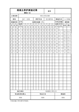混凝土养护测温记录表C5-13