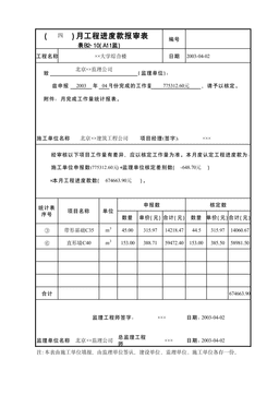 月工程进度款报审表A11监