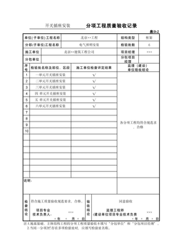 表D-2开关插座安装