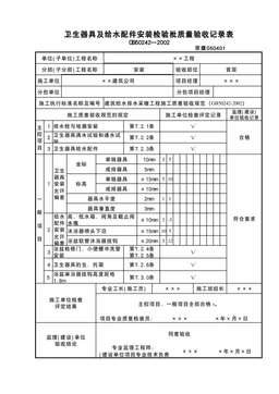 卫生器具及给水配件检验批