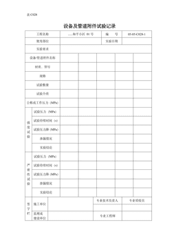 设备及管道附件试验记录